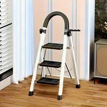 3-Step Folding Ladder With Handrail, Sturdy Non-Slip Grip Steps & Wide Base For Indoor Home Repairs, Garage, Kitchen, Bathroom - Modern Design Accessible Ladders - 3-step - View 5