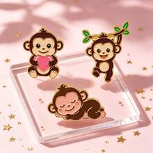 1/3pcs Cute Cartoon Monkey Lapel Enamel Pins And Brooches Badge Pins For Backpacks Bags Backpack Cool Decoration Friend For Gift - Multicolor - View 2