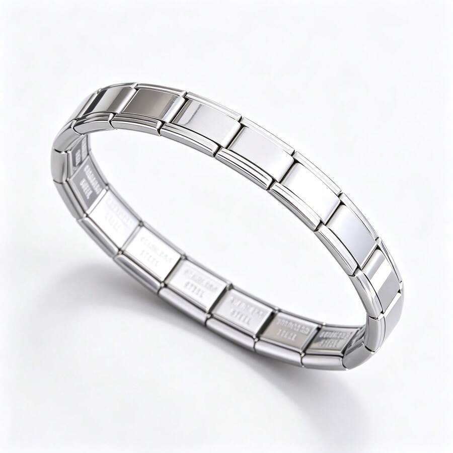 1PC Stainless Steel Elastic Fashion Bracelet Adjustable Bangle Perfect For Everyday Wear - Silver - View 1