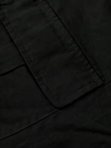 Solid Color Casual Cargo Shorts Summer (Belt Not Included) Black - Black - View 7
