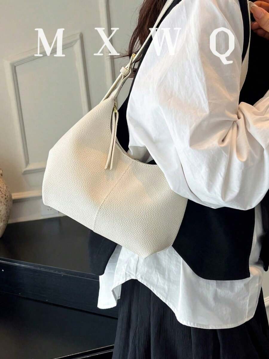 Niche Design Textured PU Solid Color Fashion Minimalist Versatile Soft Shoulder Bag Mini Women's Underarm Bag Handbag