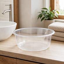 31.2cm Clear Plastic Round Washbasin, Portable Facial Basin Bowl For Home & Travel - Clear - View 2