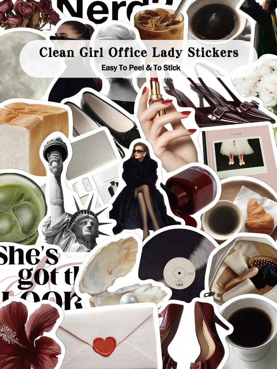 60 buah Stiker Wanita Kantoran Bergaya Minimalis untuk Laptop, Koper, Scrapbook, Dekorasi DIY - Wanita Kantoran yang Bersih - View 1