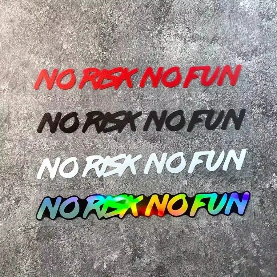 1pc No Risk No Fun Car Sticker, Waterproof Vinyl Letter Decal For Car Windows, Motorcycle Side Panels/Fuel Tank/Helmet, Bicycle Frame/Top Tube, Great Easter Gift - A - View 1