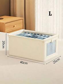 Large Canvas Storage Box With Clear Window Collapsible Clothes Organizer With Lid Family Moisture-Proof Closet Organizer Clothes Sorting For Home Back To School - White - View 10