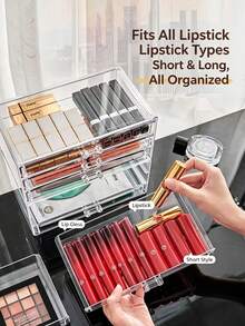 1pc Large Capacity 72-Slot Acrylic Jewelry Box, Transparent Multi-Layer Stackable Drawer Organizer, Jewelry Storage & Organization, Holiday Gift - Transparent - View 6