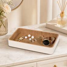 Luxury PU Leather Tray, Rectangular Desktop Storage Organizer, Entryway Key & Perfume Holder, High-End Home Decor - Multicolor - View 14