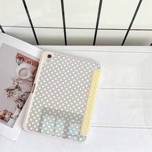 淺黃白色波點金色捲軸花卉保護翻蓋平板電腦保護殼，附筆槽，適用於 iPad 10代 10.9 吋 2022 智慧保護殼/Air 13(M3 2025)/Air 11(M3 2025)/11(A16 2025)/適用於 Galaxy S9/S7/S10+/適用於 Galaxy Tab S6 Lite 10.4 吋/適用於 Matepad - 彩色 - 查看 5