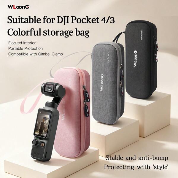 Portable Protective Case For Osmo Pocket4/3 Camera, Available In Black/Grey/Pink, Perfect For Holiday Travel, Outdoor Sports, Campus Photography And Gatherings, Fully Protects Screen And Lens. Compact And Lightweight Design, Ideal Gift For Pocket3/4 Users.