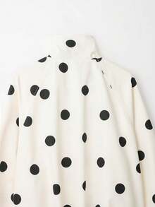 Camellia Autumn/Winter New Women's European And American Style Fashion Minimalist Polka Dot Flight Jacket - White - View 5