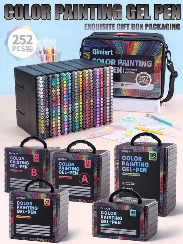Languo Large Capacity Planner Pen Set, Colorful Gel Pens, 0.6mm Neutral Pens For Student Drawing, Suitable For Note-Taking, Daily Writing, Layered Drawing, Anime Cartoon Coloring, And Hand-Drawing, Perfect Gift For Boys/Girls Students, Highlighter Markers, Essential Back To School Stationery