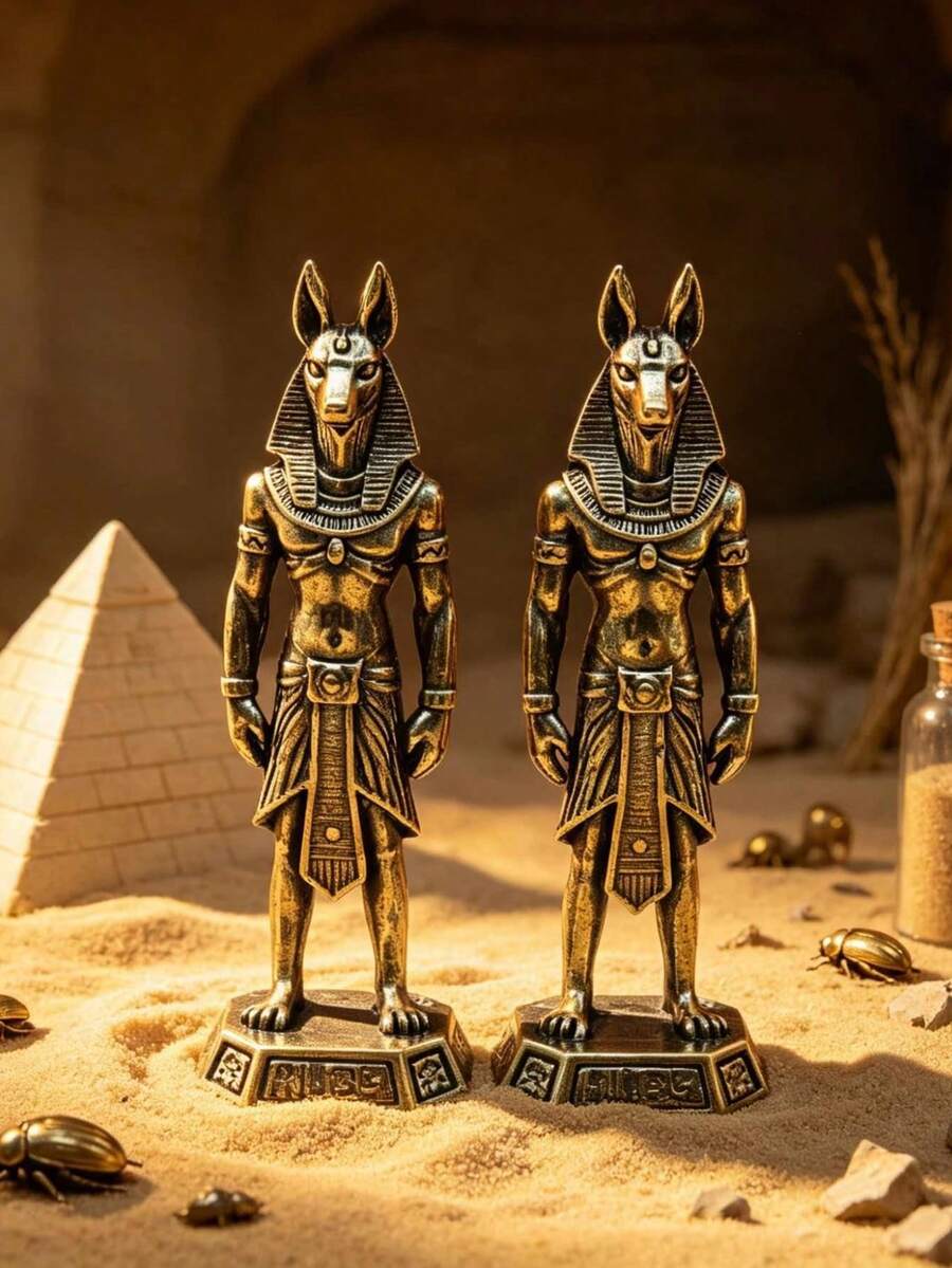 Patung Miniatur Anubis Mesir Kuno dari Kuningan, Patung Dewa Serigala dari Tembaga dengan Tampilan Usang, Dekorasi Meja Mitologi Eksotis, Kerajinan Ruang Belajar, Aksesori Pemandangan Mikro Meja Pasir, Hadiah Kreatif Gaya Eksotis untuk Meja Kantor, Pola Alas Timbul 3D, Cocok untuk Ruang Pelarian (Escape Room), Kafe, Dekorasi Rumah - 1PC - View 1