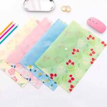 Carpeta infantil A4 con cierre a presión, bolsa para documentos con diseño floral, material de almacenamiento y organización para estudiantes y oficinas. - Negro - Ver 2