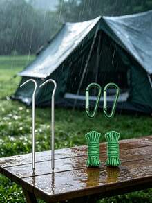6PCS Set.12PCS Set Camping Tent Accessories Kit, Includes Tent Stakes, Wind Ropes And D-Shaped Buckles, Suitable For Outdoor Camping - Multicolor - View 5