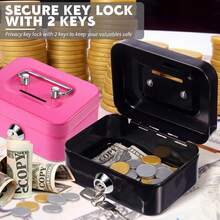 Lockable Steel Cash Box With Coin Slot And 2 Keys, Portable Metal Money Storage Box, Creative Adult Piggy Bank, Securely Store Coins, Bills, Tickets And Small Valuables, Multiple Colors Available, Suitable For Home, School And Shop Mystery Box - Multicolor - View 7