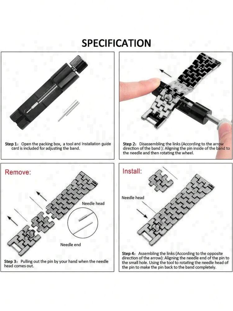 Watch Band + Case For Galaxy Watch 9/8, 1pc Women's Jewelry Shiny Diamond Metal Dress Watch Band + 1pc Shiny Case (Screen Protector Not Included), Compatible With Galaxy Watch 9/8 Classic 46mm Adjustable Replacement Band Accessories Sports Band, Unisex, Compatible With Galaxy Watch 9/8 40mm 44mm - Black + Black Case - View 3