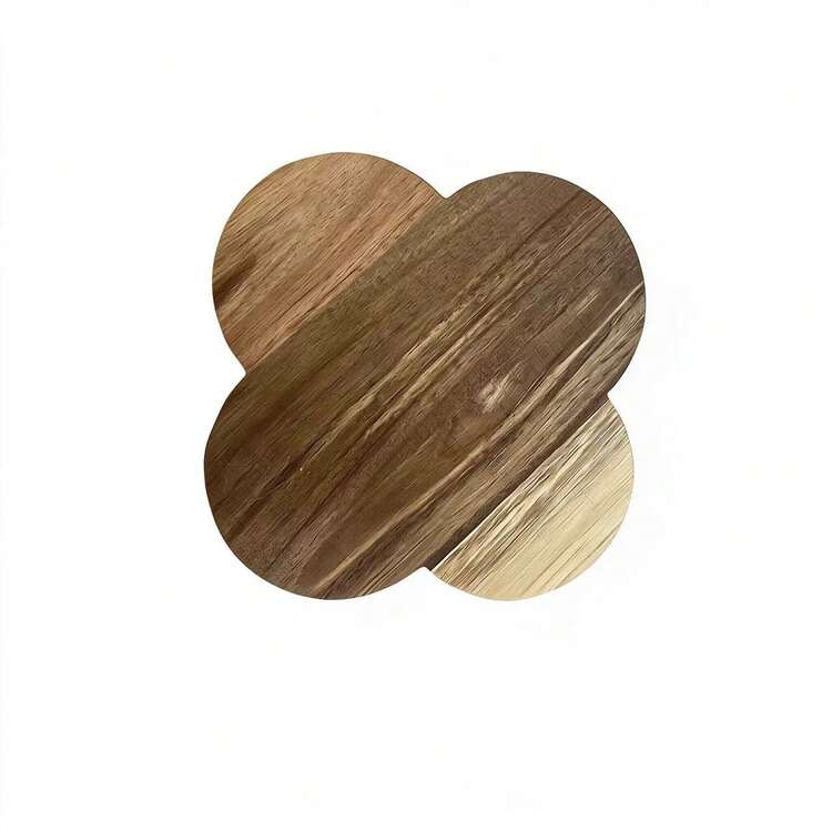 Floral Wooden Coaster Tray, Creative Minimalist Home Desktop Cup Mat, Office Coffee Cup Coaster - Multicolor - View 7