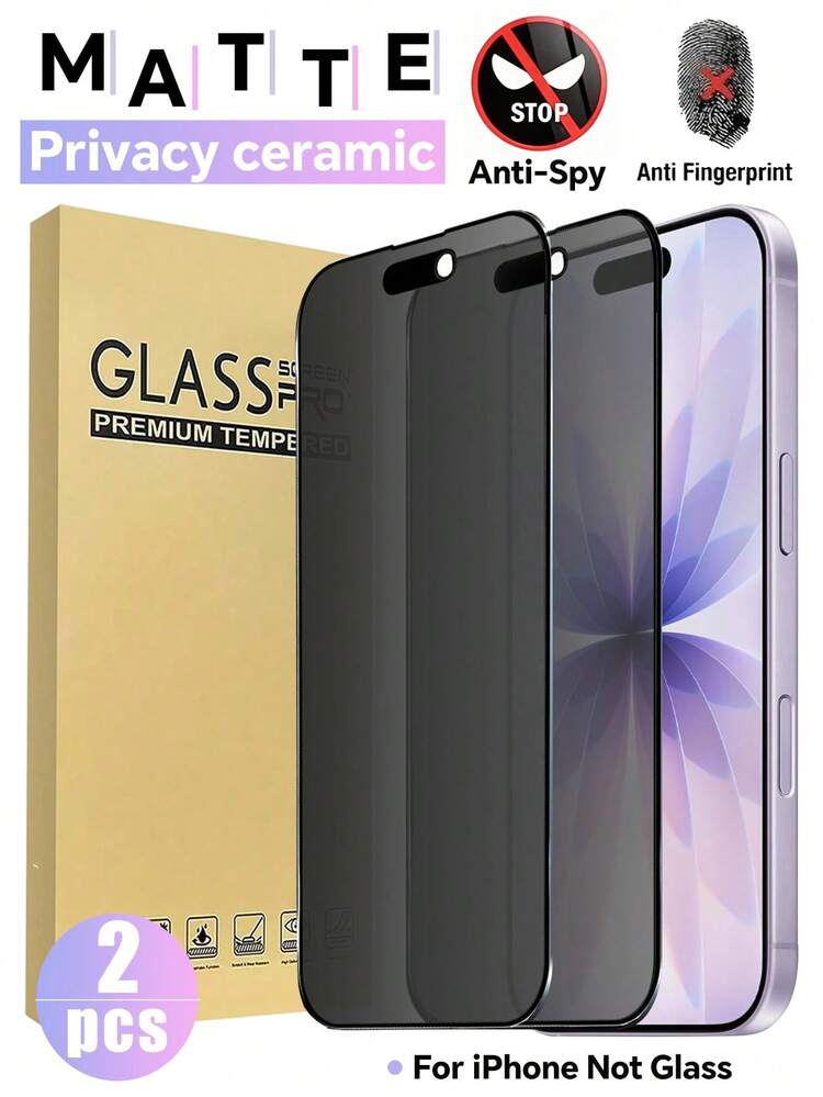 2pcs Ceramic Matte Privacy Screen Protector, Compatible With IPhone 16 Pro/17, Anti-Glare Privacy Matte Soft Film, Bubble-Free, Smooth Touch, Compatible With Phone Cases, Anti-Fingerprint, Compatible With IPhone 18/17/16/15/14/13/12/11 Series, Essential Phone Accessories And Privacy Protection - Black - View 25