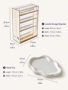 1/2pcs Jewelry Storage Rack Necklace Holder, Pull-Out Necklace And Earring Rack With Cloud Tray, Earring Display Stand, Jewelry Storage Box, Pull-Out Jewelry Organizer With Lid For Rings, Watches And Small Accessories - Multicolor - View 9