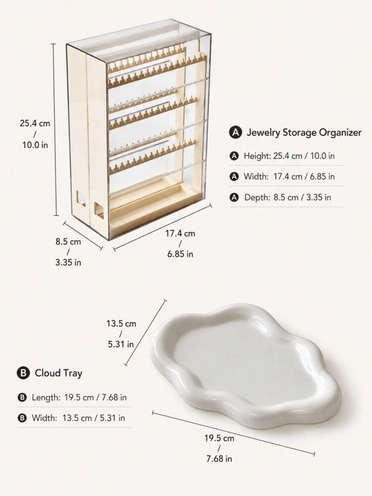 1/2pcs Jewelry Storage Rack Necklace Holder, Pull-Out Necklace And Earring Rack With Cloud Tray, Earring Display Stand, Jewelry Storage Box, Pull-Out Jewelry Organizer With Lid For Rings, Watches And Small Accessories - Multicolor - View 9