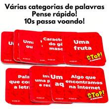 Jogo Tecla Letras Stop Jogo De Tabuleiro Trava Letras Stop Jogo De Tabuleiro Com Cartas - Vermelho - Visão 7