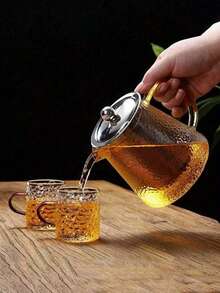 1pc Thickened Glass Teapot With Stainless Steel Strainer, Lead-Free High Borosilicate Glass Heat-Resistant Teapot, Home Use Tea Brewing Teapot, Tea Set - Multicolor - View 2