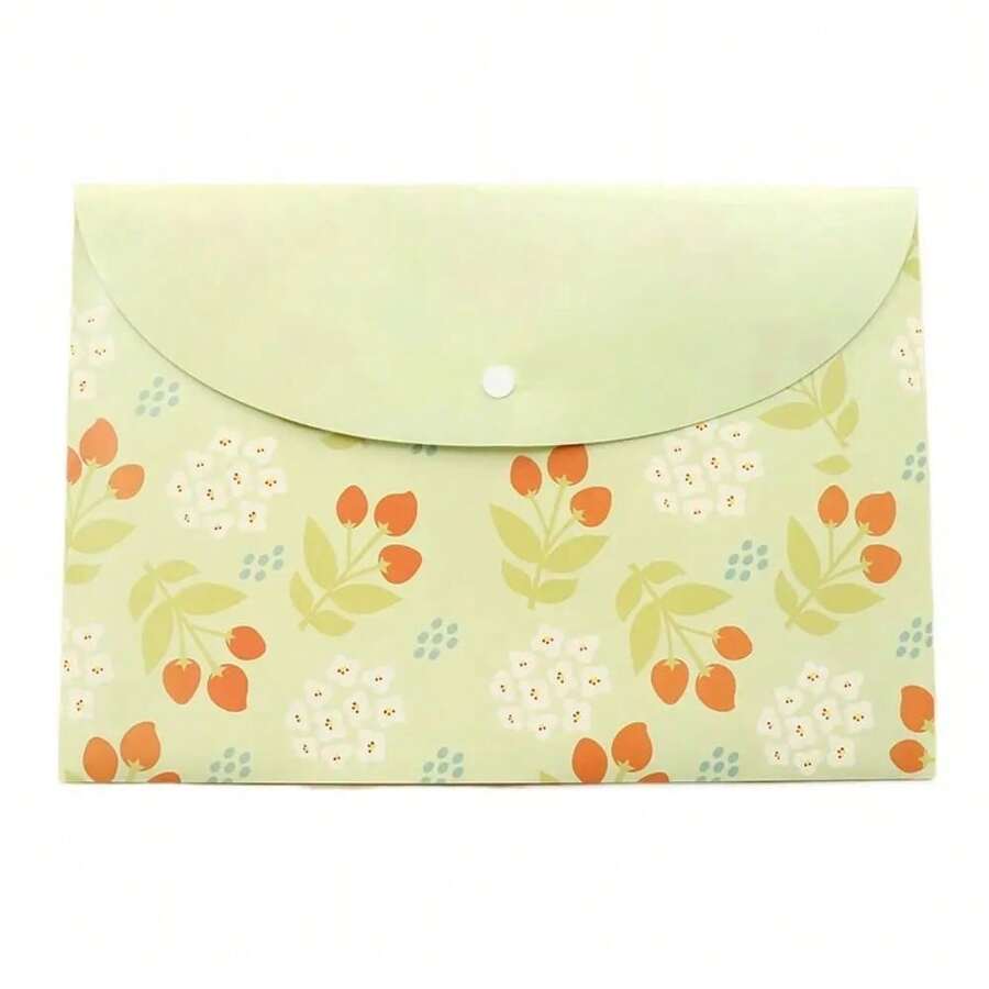 Carpeta infantil A4 con cierre a presión, bolsa para documentos con diseño floral, material de almacenamiento y organización para estudiantes y oficinas. - Negro - Ver 1