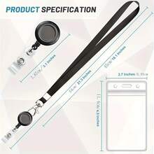 1 Pc Of PVC Certificate Vertical Card Sleeve, Work Tag Protective Cover, Black Hanging Rope, Extendable - Vertical Clip + Hanging Rope + Telescopic Buckle - View 4