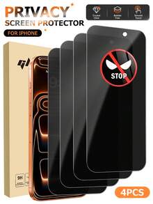 4片裝隱私鋼化玻璃螢幕保護貼，相容 iPhone 17/15/16/14/11/12/13 Pro Max，防窺鋼化玻璃，亦相容 XS Max/XR/X/15/7/8 Plus/SE/16e，生日禮物，手機配件 - 黑色 - 查看 30
