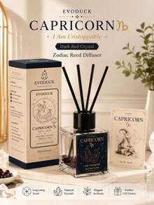EVODUCK 1pc Long Lasting Flameless Capricorn Zodiac Crystal Reed Diffuser 50ml, Smoky Oud Fragrance Oil With Deep Red Crystal & 4 Fiber Reed Sticks, Smokeless Scented Diffuser For Office Study Desk, Earth Sign Birthday & New Year Gift, Home Fragrance Decor - Mixed Fragrance - View 6