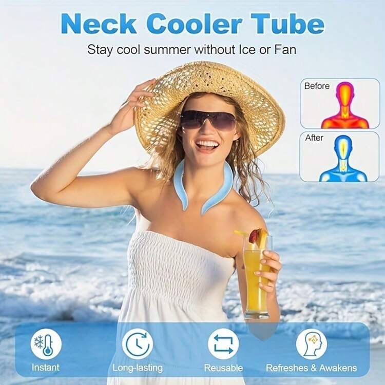 可重複使用冷卻頸圈，可穿戴式頸部冷卻器，適用於 28°C (90°F) 以下溫度，適合夏季酷暑 - A - 查看 4