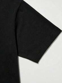 Men's Pure Cotton T-Shirt, Soft Double-Sided Printed Italian Lemon La Dolce Vita Pattern Summer Crew Neck Top - Black - View 8