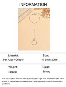 1pc Luxury Minimalist Style Clover Rhinestone Decorated Finger Bracelet, Silver Fashion Elegant Women's Hand Jewelry, Suitable For Daily Wear, Outings, Photography, Travel, Dating And Dining, Chain Cut By Length, Number Of Sections Uncertain - Silver - View 5