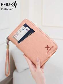 MIYIN 新款 RFID 防磁拉鍊護照夾 ID 卡夾票券收納夾 多功能護照錢包 大容量旅行文件收納包 家庭護照夾 時尚旅行錢包 飛機旅行包 海外旅行包 男女通用旅行錢包 護照包 沙灘度假包 夏季聖誕假期包 - 粉色 - 查看 3