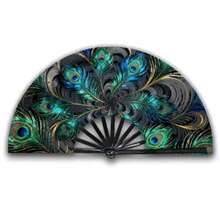 1PC Peacock Feather Handheld Fan, Gorgeous High-End Material, Suitable For Carnival, Festivals, Gifts For Friends And Music Lovers, Versatile For - Black - View 2