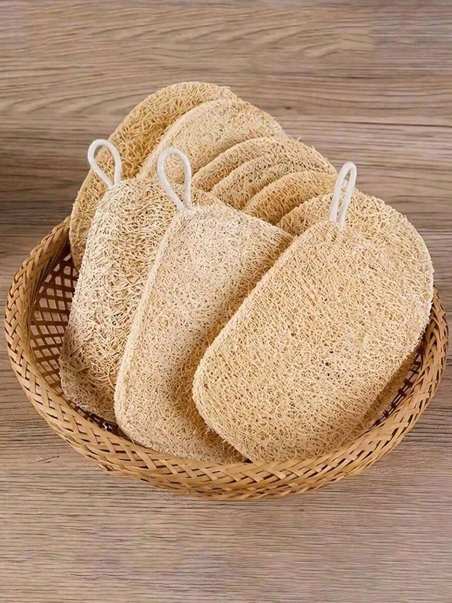 1-5pcs Natural Loofah Exfoliating Body Scrub Sponge, Gentle Bathing Sponge, Suitable For Men And Women, Daily Use Or Kitchen Cleaning - Multicolor - View 1