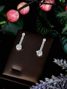 1 Set Luxury Elegant Gradient Round High-Shine Cubic Zirconia Jewelry Set, High-End Cocktail Party Annual Meeting Award Ceremony Formal Occasion Matching Accessories - Silver - View 3