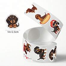 500pcs Cute Dachshund Doodle Roll Stickers, 1 Inch Shaped, 10 Patterns, Sealing Labels For Envelopes, Magazines, Phone Cases, First Day Of School - Multicolor - View 3