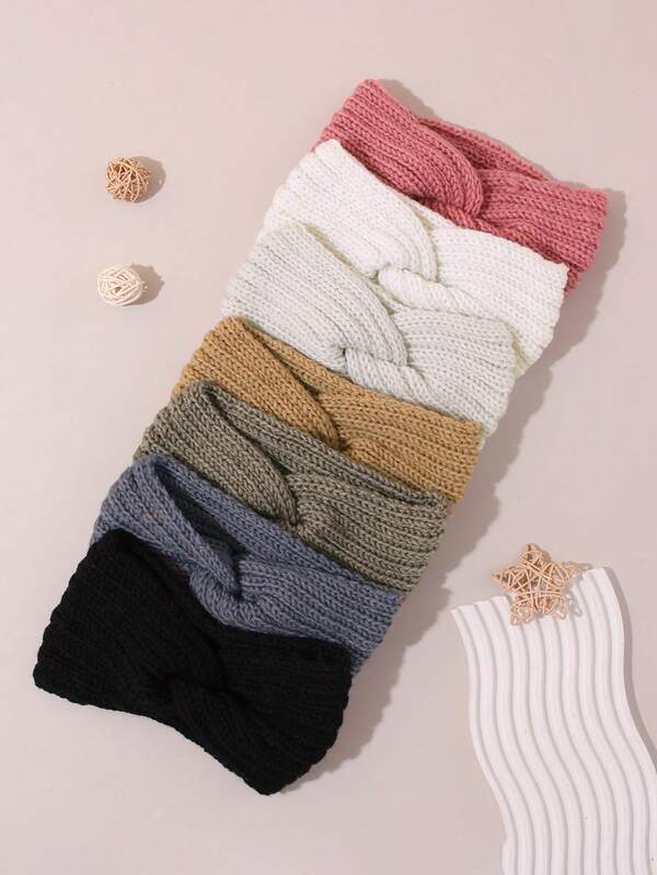 1PC/3PCS Autumn/Winter Knitted Cable Twist Headband, Thick Yarn Wide Band Hair Tie, Versatile Daily Warm Headwrap For Face Washing