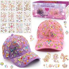 Decorate Your Own Baseball Cap Gifts For Girls 5 6 7 8 9 10 11 12 Year Old, Fun Arts And Crafts Kit For Kids 4-6, DIY Hats With 12 Gem Stickers, Back To School Birthday Gifts For Girls Teen Girls 4-12 - Pink - View 2