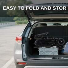 3-In-1 Folding Wagon Cart With Bench Seat & Detachable Canopy, Black Steel Frame - default - View 5