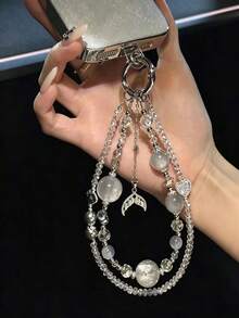 1pc Whale Tail Phone Lanyard Keychain Creative Exquisite Phone Chain Beaded Bag Charm - Multicolor - View 3
