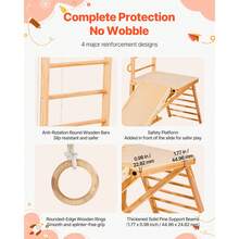 Indoor Playground Jungle Gym, 8-In-1 Wooden Indoor Playground For Kids, 220LBS Montessori Climbing Toys Playset With Slide, Swing, Monkey Bar, Gym Rings, Wooden / Rope Ladder, Climbing Net & Bar - Wood, 8-in-1, L - View 4