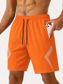Pantalones cortos deportivos de moda versátil con diseño estampado para hombres, adecuados para ropa deportiva - Naranja - Ver 1