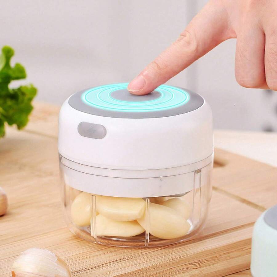 1 Pieza, Picadora eléctrica de ajo de 250 ml, potente batidora eléctrica de alimentos, capaz de picar frutas, verduras, ajo, cebolla, especias, chile, jengibre, adecuada para ajo/chile/cebolla/carne/frutos secos, esencial para cocina/camping, color - Ver 1