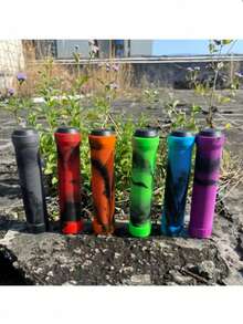 Universal 135MM Mountain Bike Handlebar Grips Single Lock Mixed Color Rubber Non-Slip Soft Shock-Absorbing Riding Grips Off-Road Bicycle Handlebar Grips Accessories - Multicolor - View 1