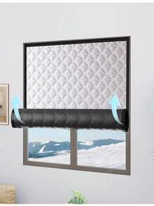 1pc Winter Thermal Insulated Curtain, Soundproof Blackout Curtain, Double Layer Thickened Warm Curtain Fabric - Silver - View 4