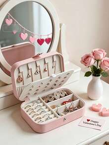 Jewelry Box, Women'S Small Jewelry Organizer, Portable Mini Travel Case Display Storage Box For Earrings, Rings, Necklaces, Bracelets, Mother'S Day, Christmas, Halloween, Thanksgiving, Graduation Season Gift, Jewelry Boxes - Multicolor - View 3