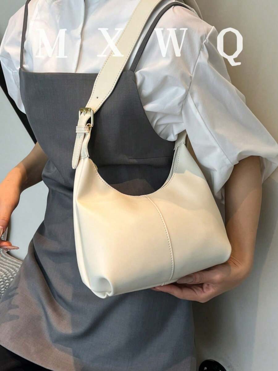 Niche Design Textured PU Solid Color Fashion Minimalist Versatile Soft Shoulder Bag Mini Women's Underarm Bag Handbag