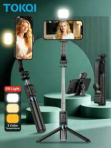 TOKQI Selfie Stick Phone Holder Telescopic All-In-One, Smartphone Selfie Tripod With Wireless Remote Control, 360 Degree Rotating Phone Clip, Essential Outdoor Travel Stand, Compatible With IOS/Android Smartphones - View 2